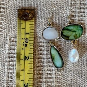 Elegant Green and White Stone Earrings